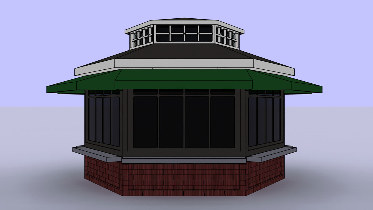 One of Many Concept Renderings (Pictured Concept is the one that was Built) Used to Decide What Matterials/Paint Scheme to Use for Vendor Pavilion at Salt Lake City Central, Frontrunner Station